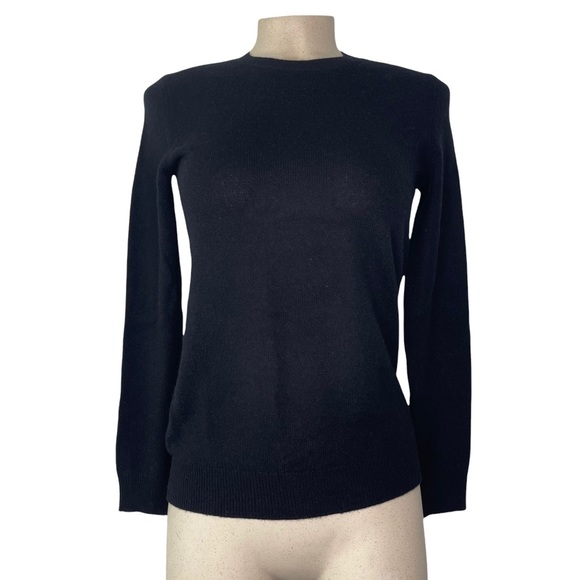 HUDSON'S BAY Company Cashmere Black Crewneck Long Sleeve Sweater XS Petite NWT - Picture 2 of 7